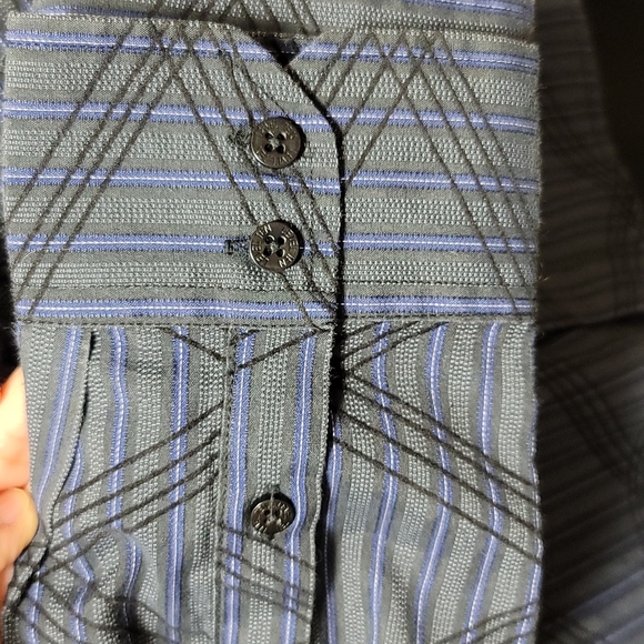 Level Ten Velvet Embossed Striped Button Down Shirt - Picture 6 of 10